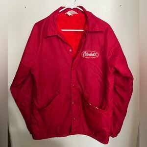 PETERBILT *Vintage* Nylon Coach Jacket Faux Fur Lined Embroidered Patch Sz M GUC